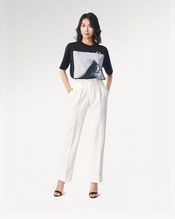 WHITE MUSE PLEAT PANT